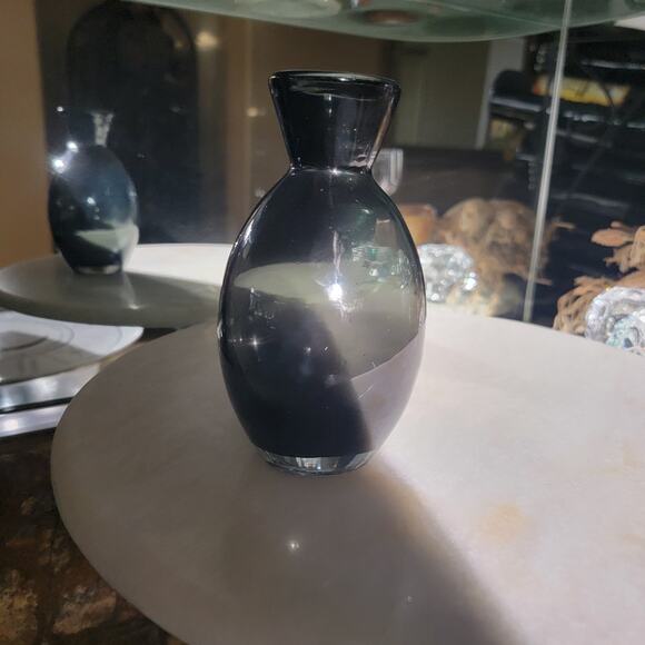 Small Vintage Hand-Blown Smoky Art Glass Vase, Mid-Century Modern Style Decor - Picture 1 of 10